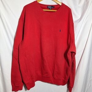 Vintage POLO Ralph Lauren Crewneck Sweatshirt Red W/Navy Blue Horse, Casual SzXL